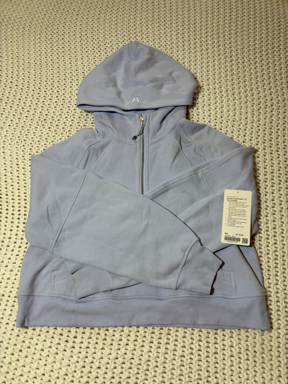 lululemon scuba oversized 1/2 zip hoodie in pastel blue size m/l